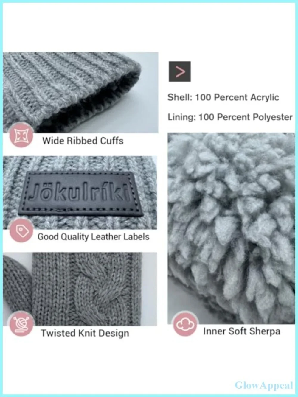 Women's Sherpa Lined Touchscreen Mittens with Snowflake Silicone Grip